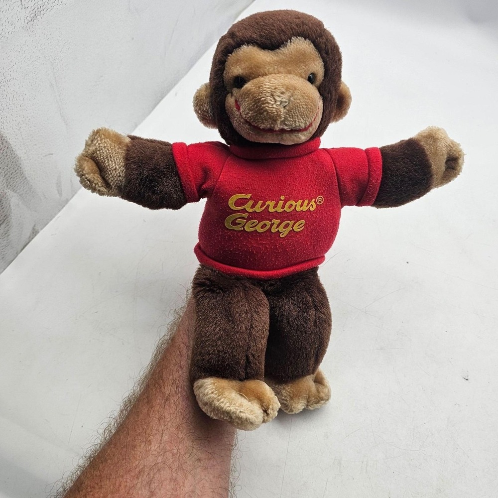 GUND Curious George Hand Puppet Plush Stuffed Toy Small Brown Red Shirt Cute